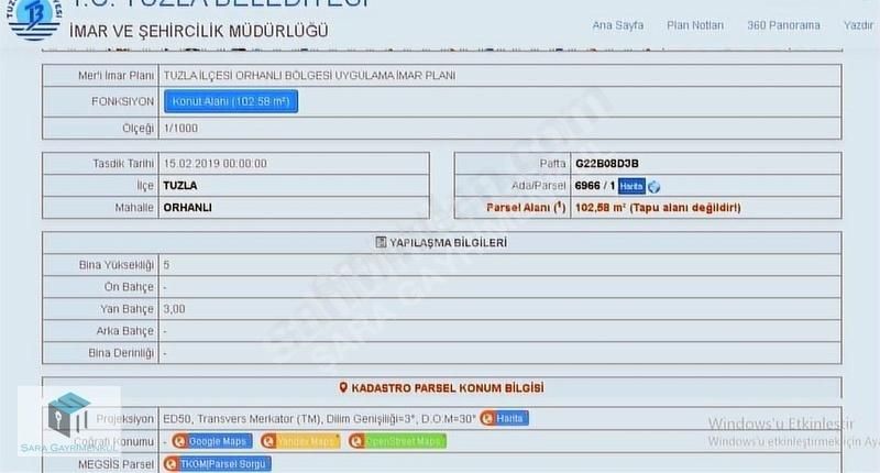 Tuzla Anadolu Satılık Konut İmarlı TUZLA ORHANLI ANADOLU MAH. KÖŞE PARSEL 102 m2 SATILIK ARSA