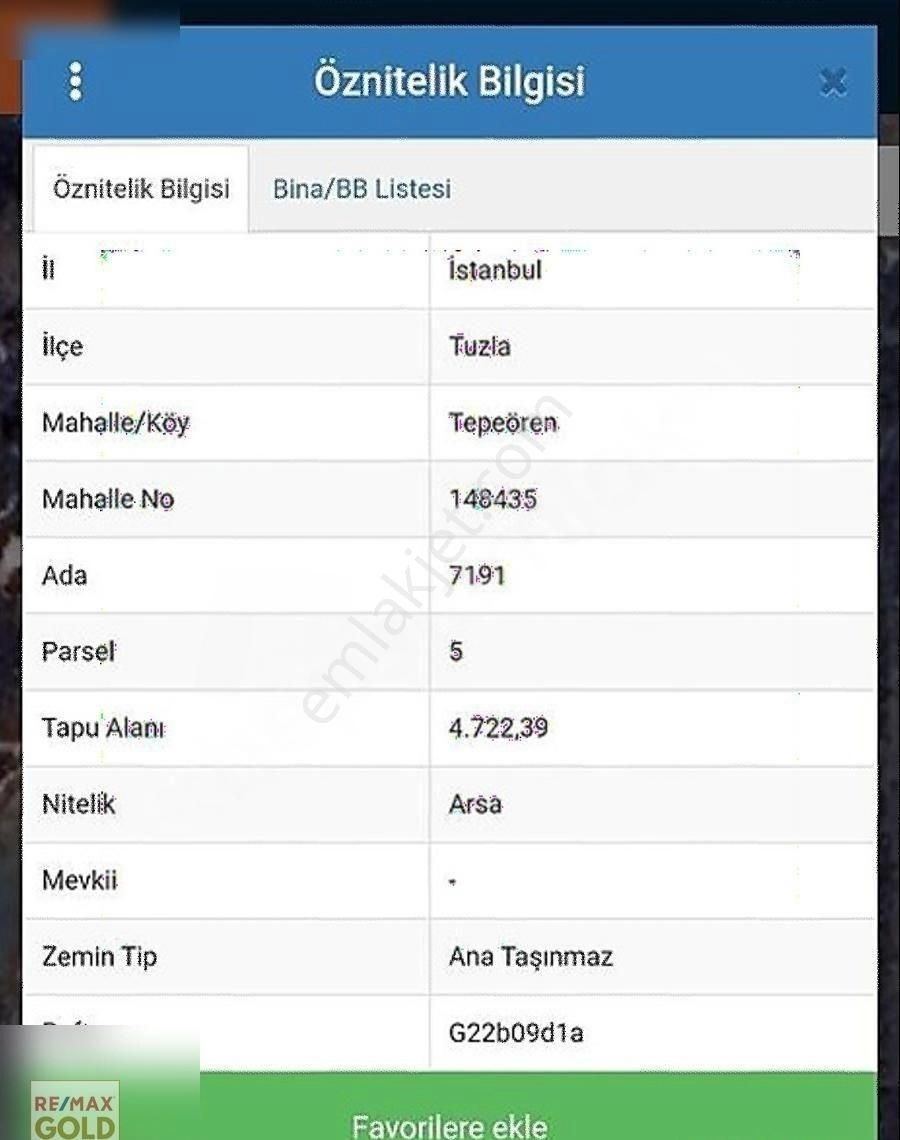 Tuzla Tepeören Satılık Konut İmarlı TUZLA TEPEÖREN SÜLEYMANİYE BUL. YAKINI 384 M² HİSSELİ ARSA