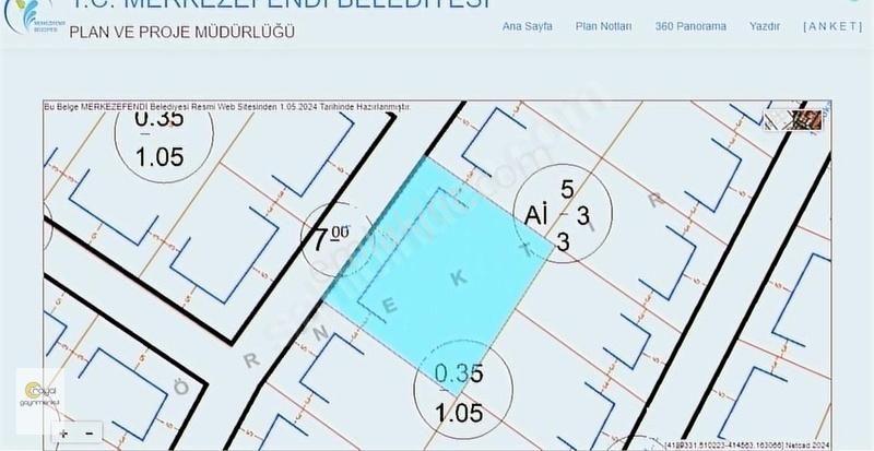 Merkezefendi Hacıeyüplü Satılık Konut İmarlı Hacıeyüplü'de İnaşaata Uygun B+3 Kat 780 M2 9 Dairelik Arsa