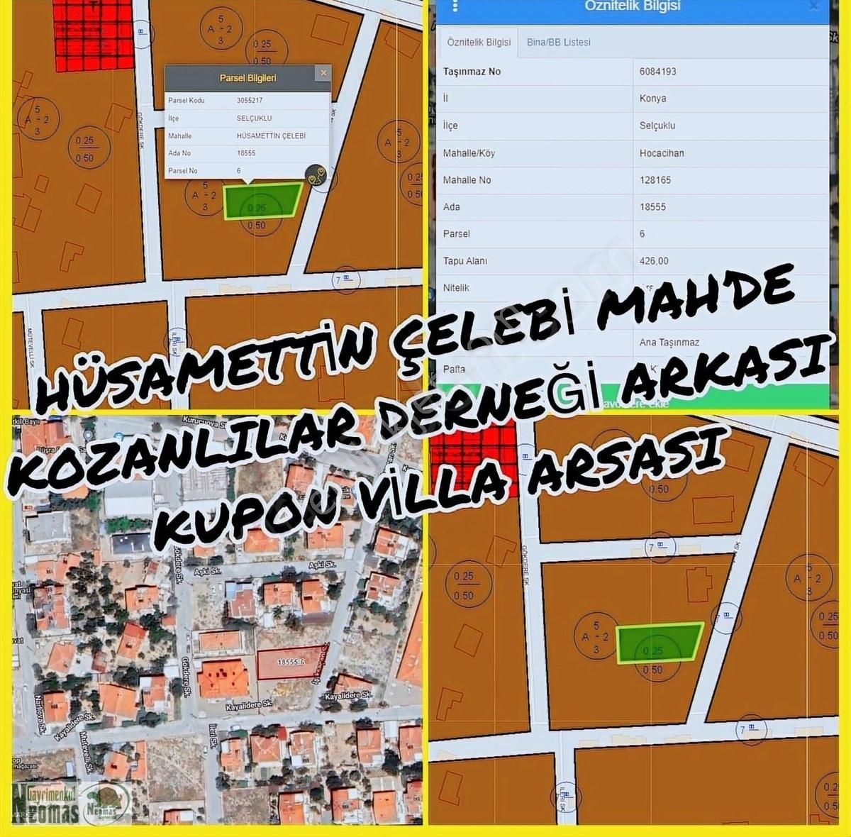 Selçuklu Hüsamettin Çelebi Satılık Konut İmarlı Hüsamettin Çelebi Mah. Kozanlılar Derneği Arkası Kupon Villa Ars