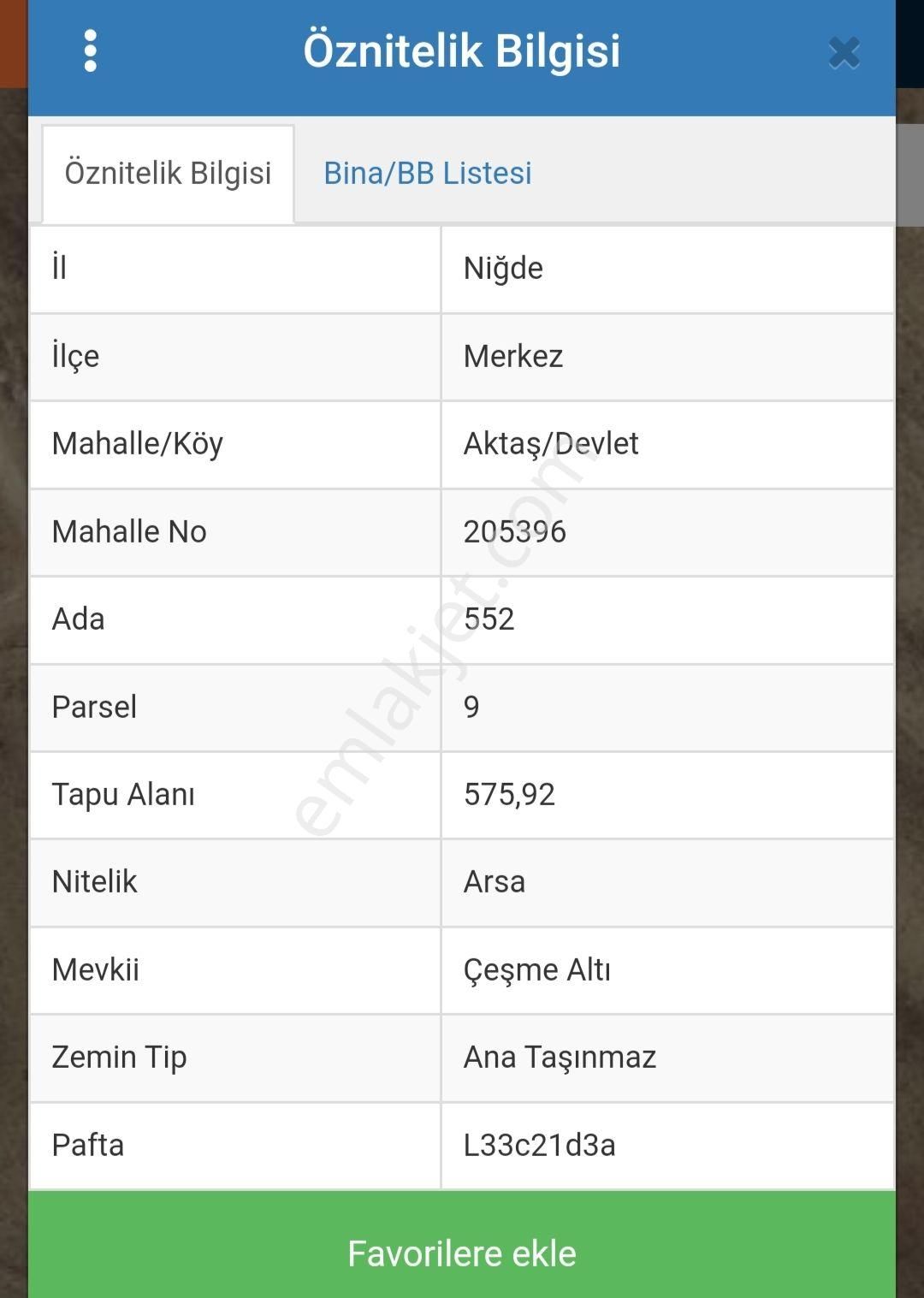 Niğde Merkez Aktaş Bld. (Devlet) Satılık Bağ & Bahçe Niğde Merkez Aktaş devlette satılık arsa