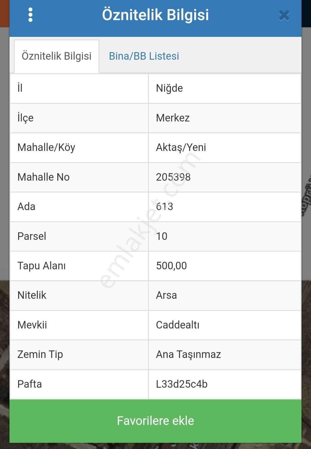 Niğde Merkez Aktaş Bld. (Yeni) Satılık Bağ & Bahçe Niğde Merkez Aktaş yeni de satılık arsa