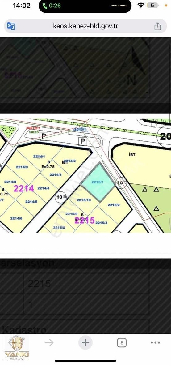 Kepez Şelale Satılık Konut İmarlı Şelale'de_köşe 570m2_8 Dairelik Arsa