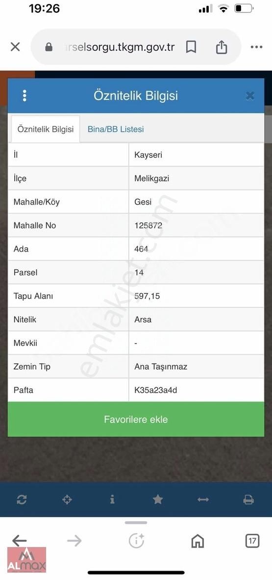 Melikgazi Gesi Fatih Satılık Muhtelif Arsa ALMAX DAN GESI AVENIR VILLARI ARKASI SATILIK PARSELLER