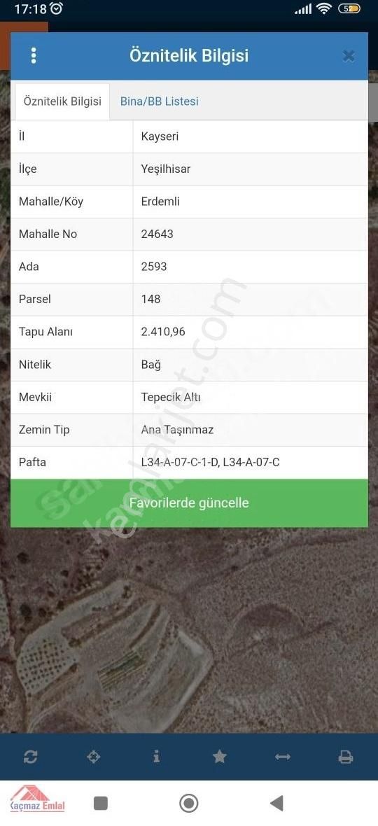 Kaçmaz Emlaktan Yeşilhisar Erdemlide Bağ Bahçe 2.5 Dönüm - Görsel 2