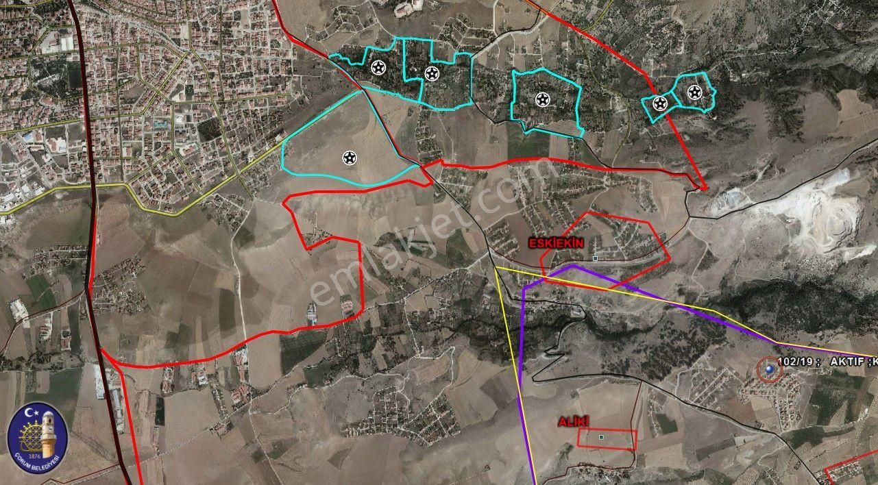 Çorum Merkez Kazıklıkaya Köyü Satılık Konut İmarlı  kazıklıkya köykent imarı içerisinde satılık 533m2 arsa