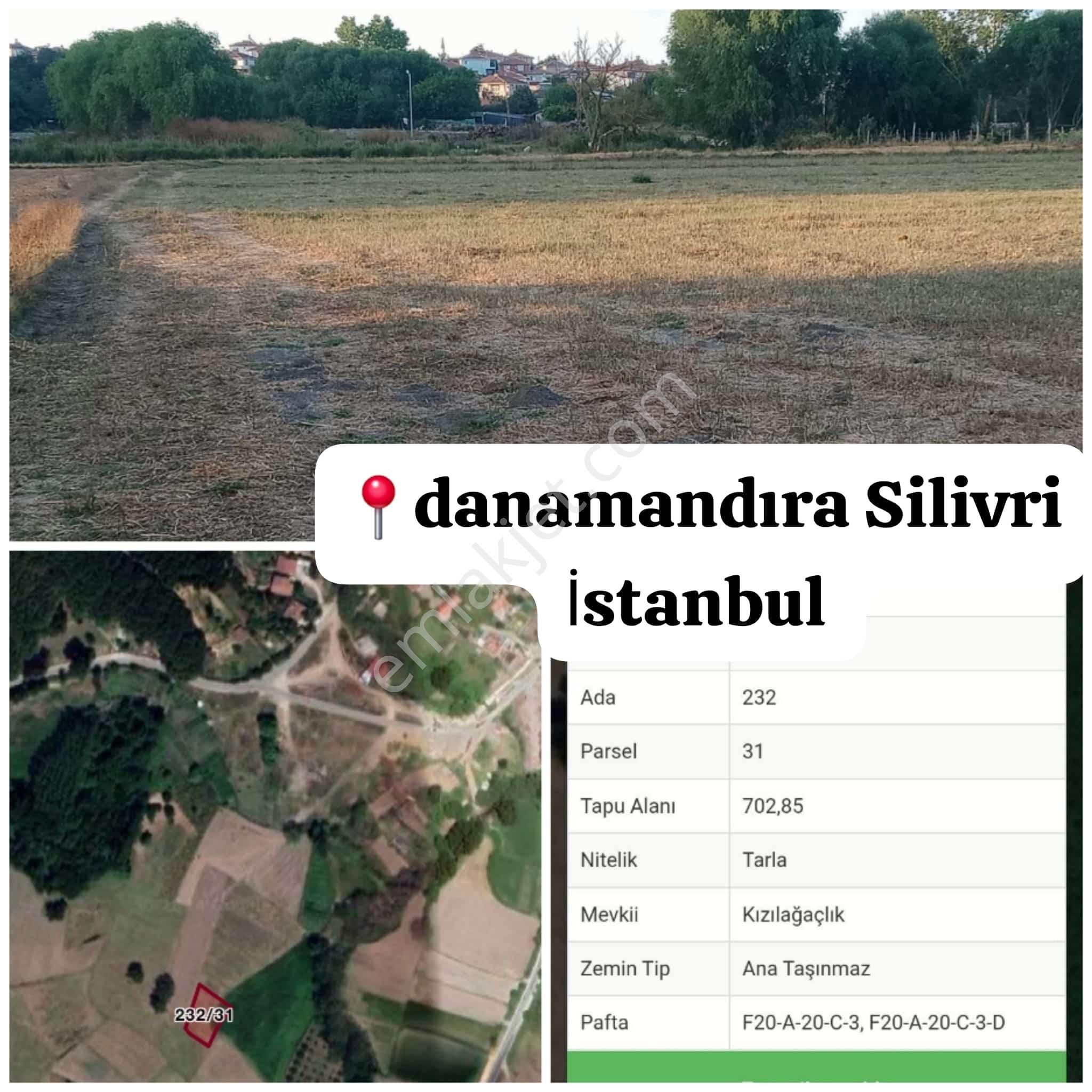 Silivri Danamandıra Satılık Tarla Silivri Danamandıra Mah. Tek Tapu 702m2 Yola Yerleşime Yakın Muzzam Arsa