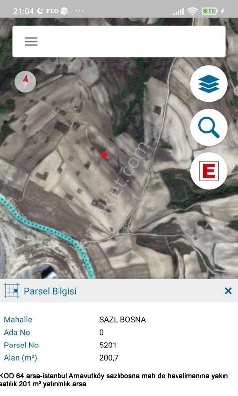 Arnavutköy Sazlıbosna Satılık Tarla  sazlıbosna mah de havalimanına yakın satılık 201 m² yatırımlık arsa  