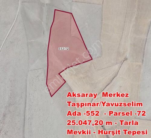 Aksaray Merkez Taşpınar Bld. (Yavuz Selim) Satılık Tarla satlık tarla  Taşpınar yavuz selim de  köye 2.5 km uzaklıkta 25.000. M