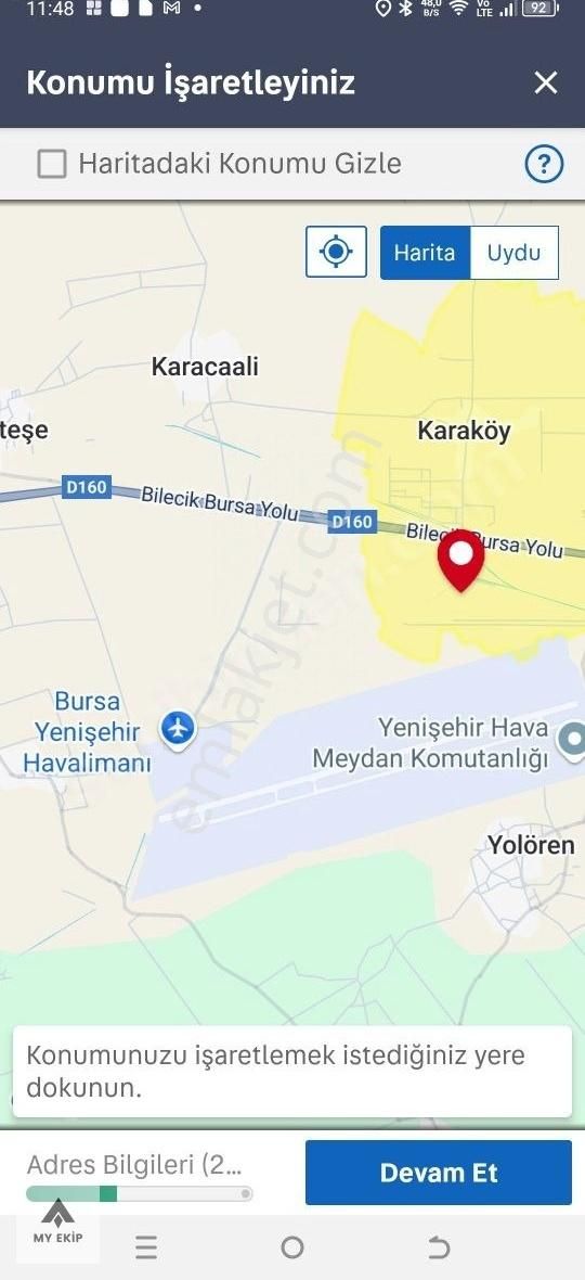 Yenişehir Karaköy Satılık Tarla My Ekipden Bursa Yenişehir Havaalanı Yakınında Satilik Arazi