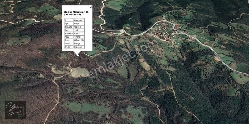 Balya Göloba Satılık Bağ & Bahçe GÖLOBA-RESMİ YOLU,SUYU OLAN,ARAÇ İÇİNE KADAR GİREN,179m2.BAHÇE