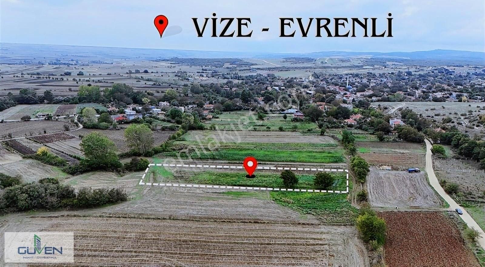 Vize Evrenli Köyü Satılık Tarla Güven'den Evrenlide 251 M² İmar İçi Hisseli Parseller Satıştadır