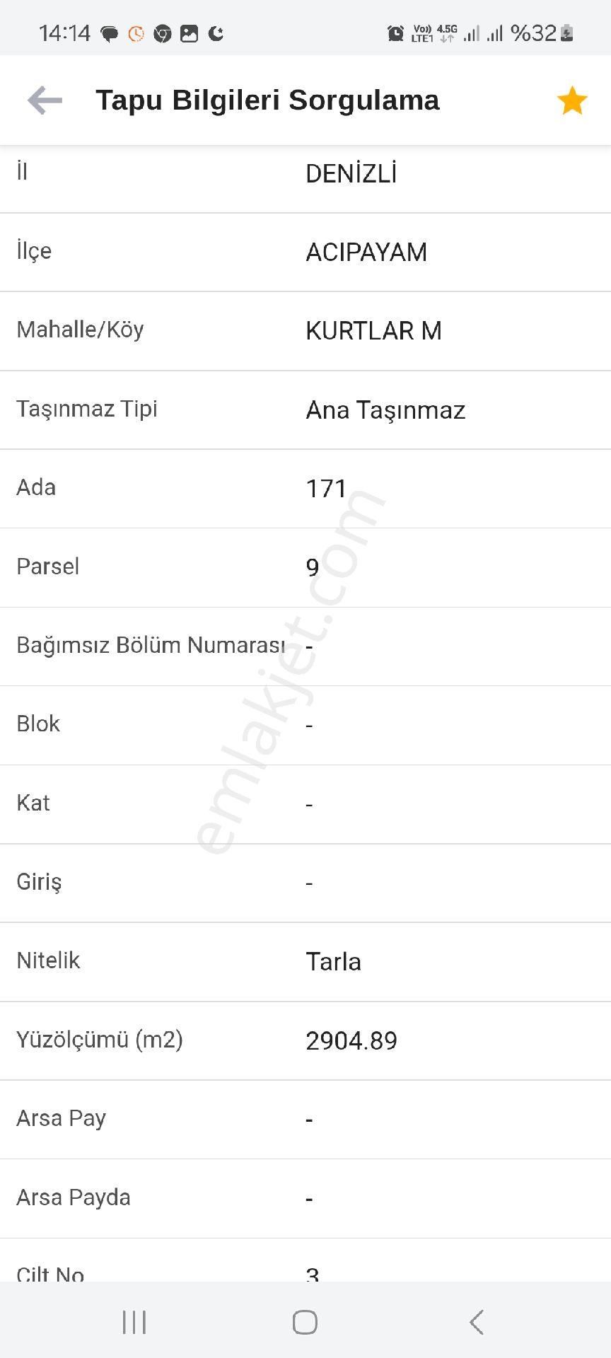 Kadınhanı Şahören Satılık Tarla 1503 m2 Yatirimlik Tarla