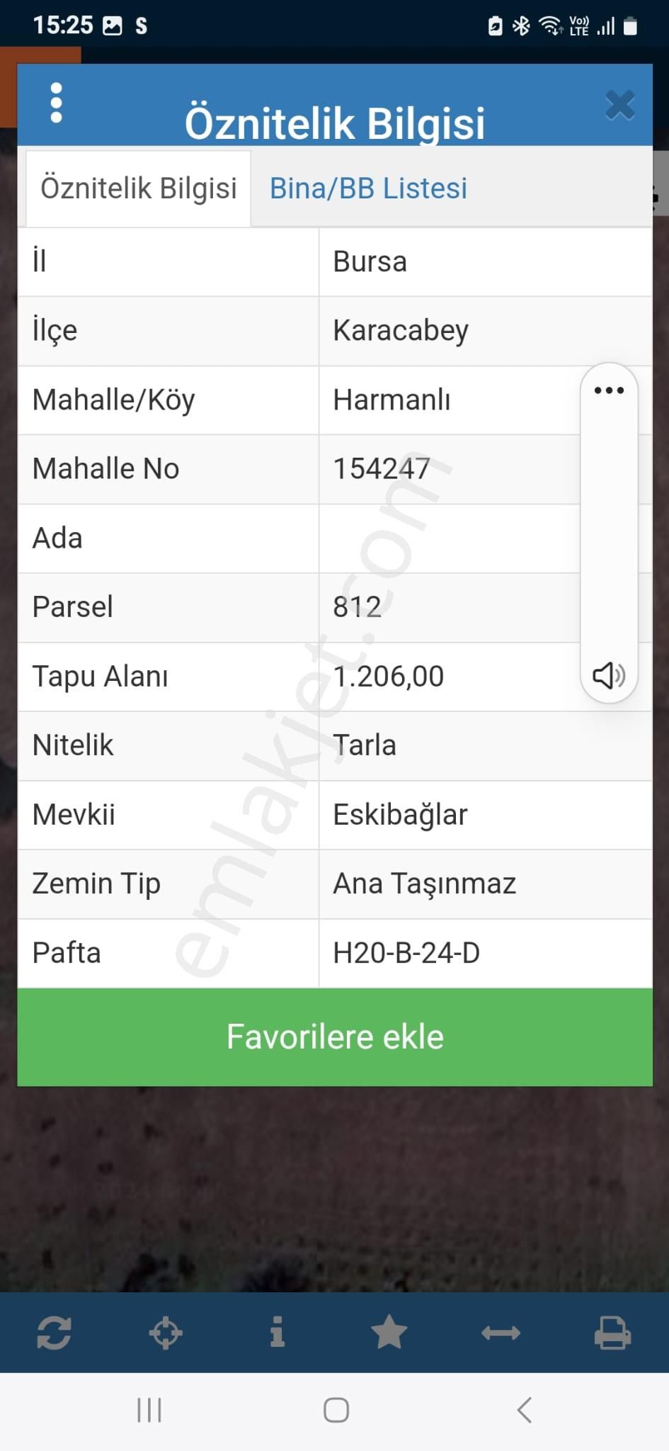 Karacabey Harmanlı Satılık Tarla  BURSA İLİ KARACABEY HARMANLIDA 1260 METRE YATIRIMLIK TARLA