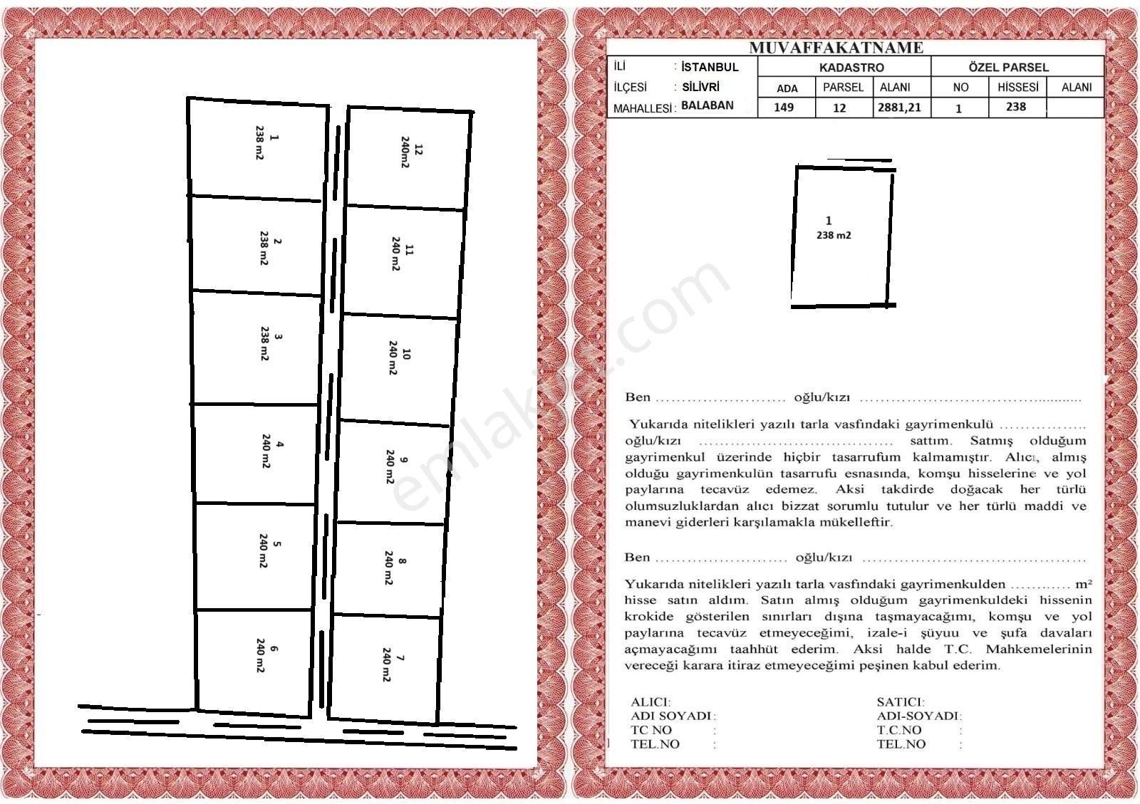 Silivri Çanta Balaban Satılık Tarla SİLİVRİ BALABAN mah. 238m2 YOLA YERLEŞİME YAKIN YÜKSEK YATIRIM GARANTİSİ ARSA 