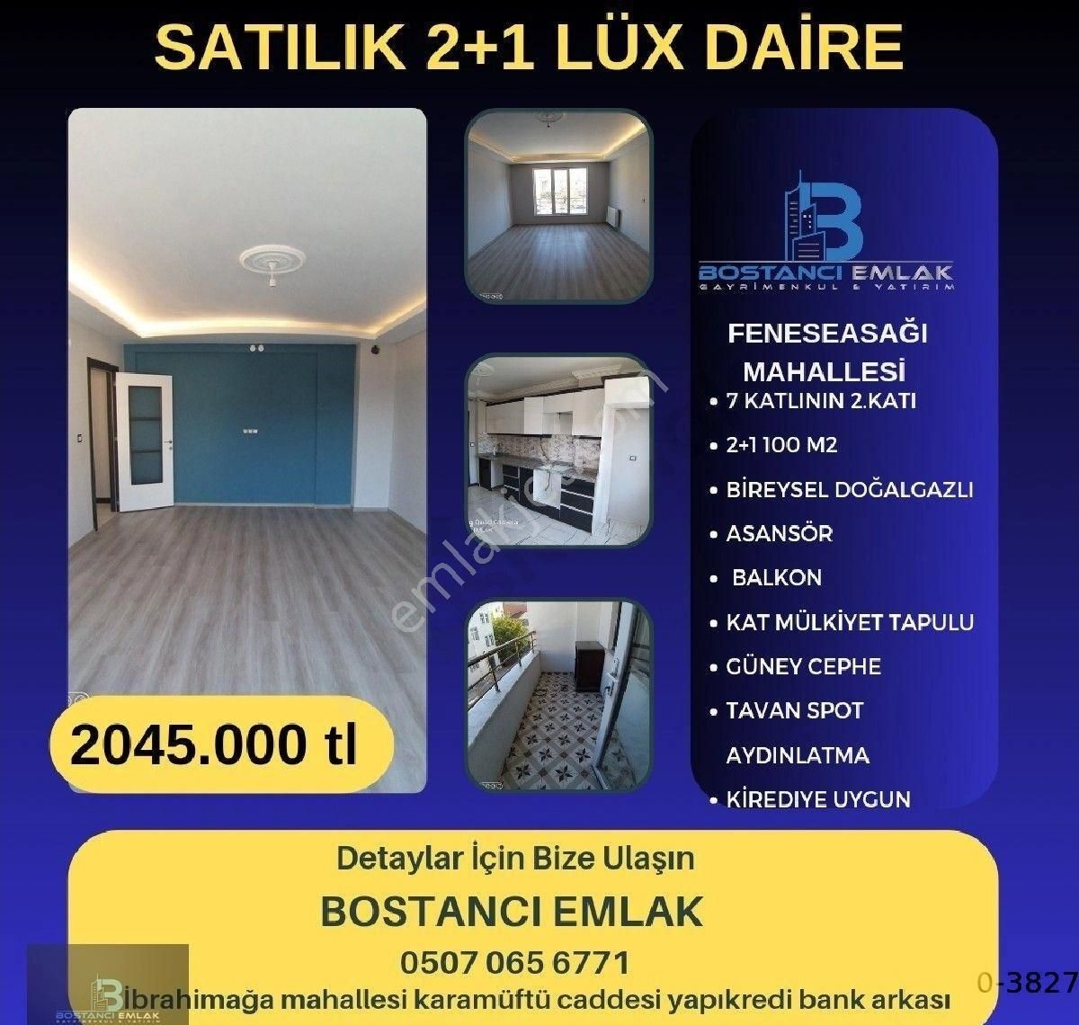 Develi Feneseaşağı Satılık Daire BOSTANCI EMLAKTAN SATILIK SIFIR LÜX DAİRE