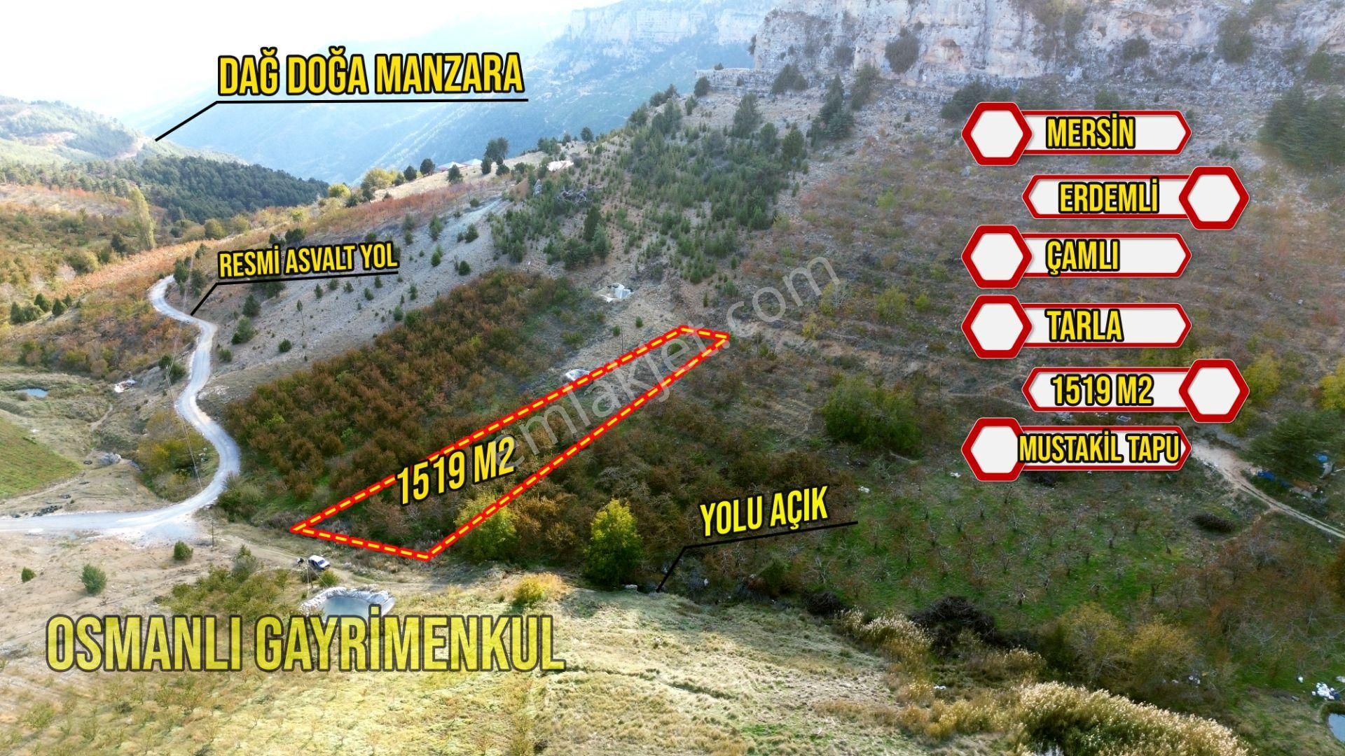 Erdemli Çamlı Satılık Tarla  ERDEMLİ ÇAMLI MAHALLESİ SATILIK 1519 M2 PARSEL