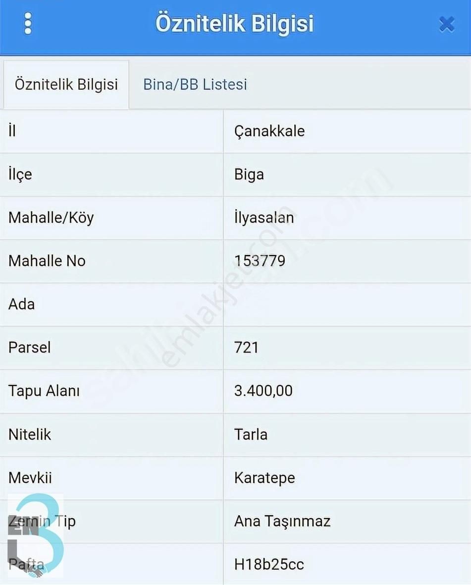 Biga İlyasalan Köyü Satılık Tarla BİGA DA YOLA CEPHE KÖY İÇİ 3.400 METRE SATILIK TARLA