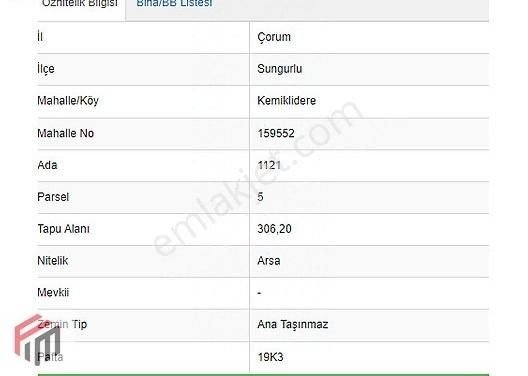 Sungurlu Örnekevler Satılık Konut İmarlı SUNGURLU ÖRNEK EVLER MAHALLESİ SATILIK ARSA