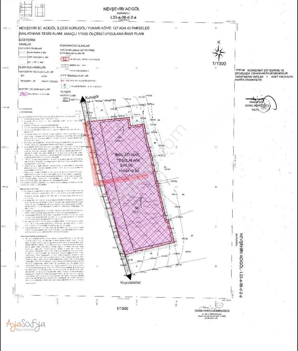 Acıgöl Kurugöl Köyü (Yukarı) Satılık Ticari İmarlı NEVŞEHİRDE SATILIK 43.782 M2 YOLA CEPHE TİCARİ İMARLI ARSA