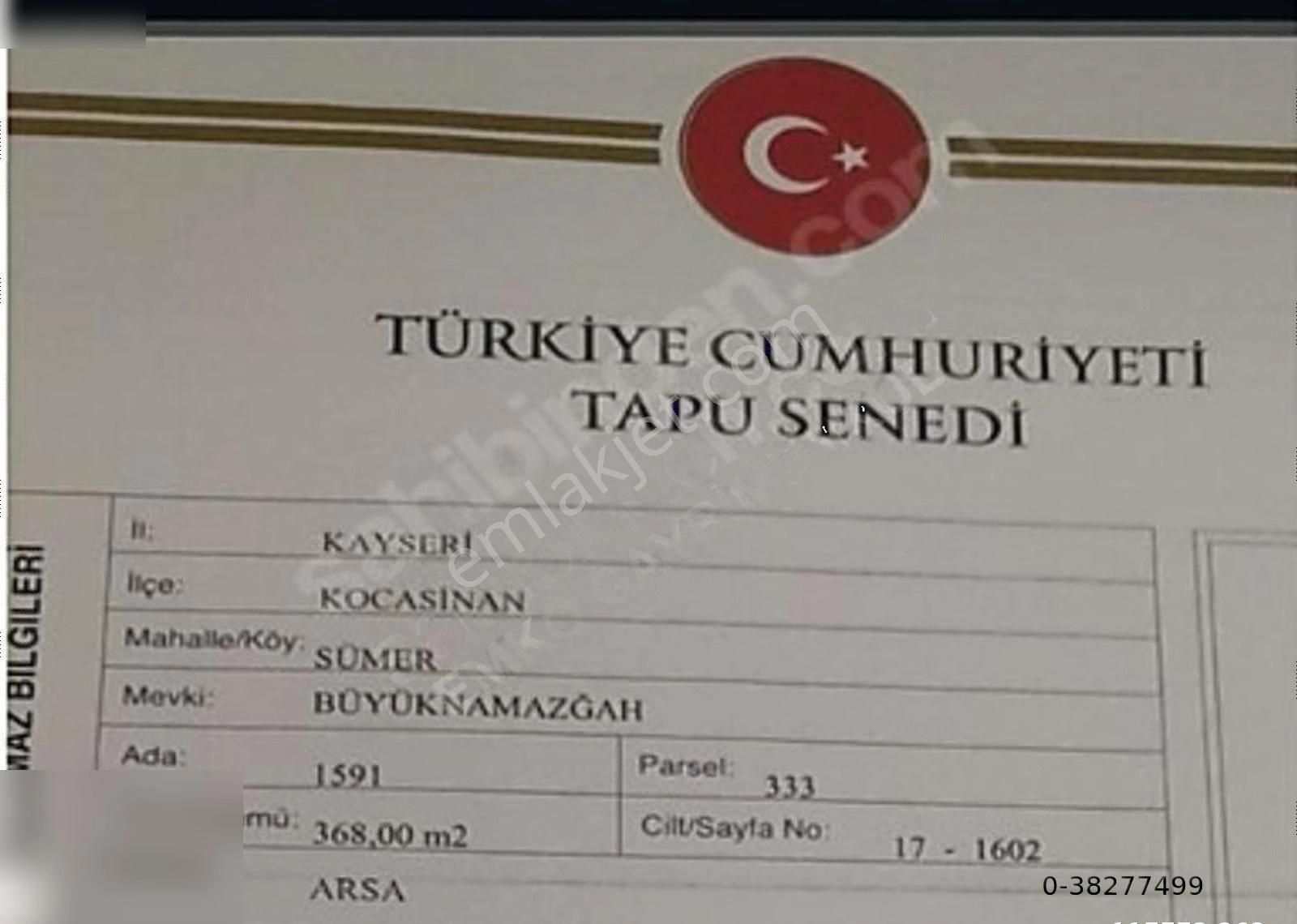 Kocasinan Barbaros Satılık Ticari İmarlı KAYSERİ KOCASİNAN SÜMER SATILIK KONUT ARSASI PARSEL