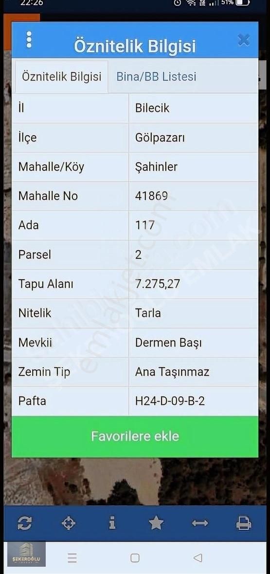 Gölpazarı Şahinler Köyü Satılık Konut İmarlı 7275 Mt Asfalt Cephe Satılık Kupon Yer