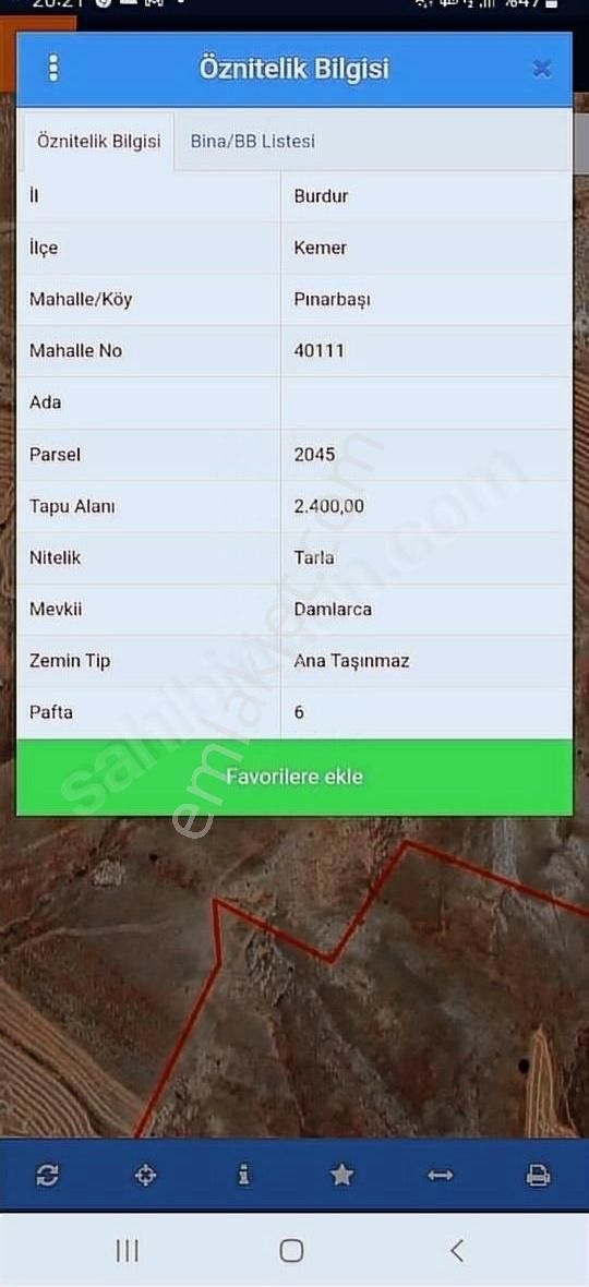 Kemer Pınarbaşı Köyü Satılık Tarla Burdur Kemer Pınarbaşı Satılık 2.400 M² Tarla