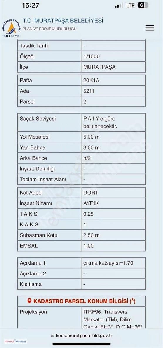 Muratpaşa Güvenlik Satılık Konut İmarlı Güvenlik Mahallesinde Satılık Arsa