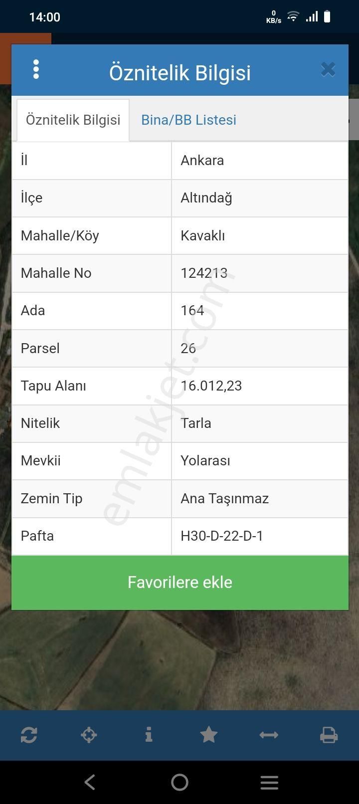 Altındağ Kavaklı Satılık Tarla ANKALİFE'TAN KAVAKLI'DA SATILIK 4625M² TARLA 