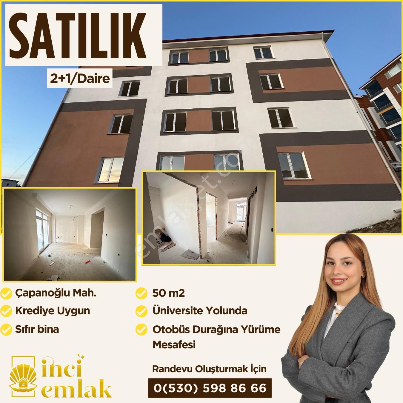 Yozgat Merkez Çapanoğlu Satılık Daire  İNCİ EMLAK'DAN ÜNİVERSTE YOLUNDA SATILIK 2+1 SIFIR FIRSAT DAİRE