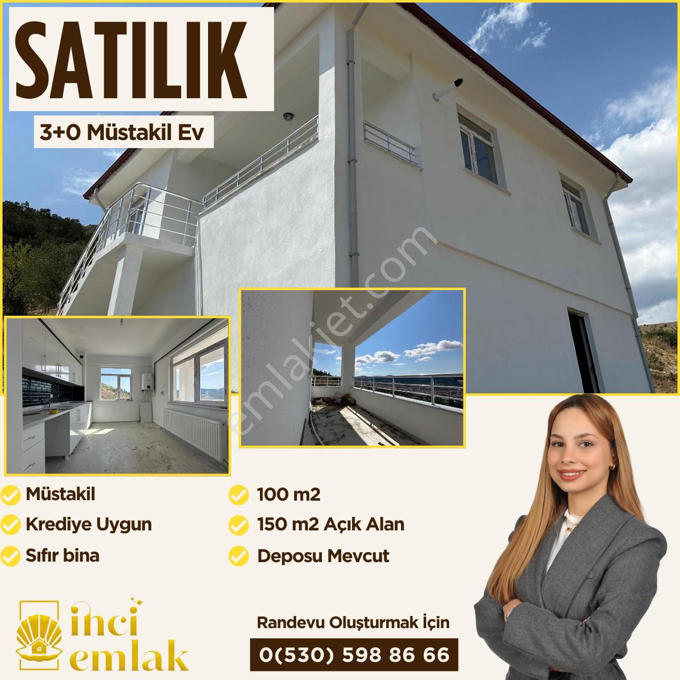 Yozgat Merkez Mehmet Hulusi Efendi Satılık Müstakil Ev  İNCİ EMLAK'TAN SIFIR SATILIK MÜSTAKİL 3+0 DAİRE