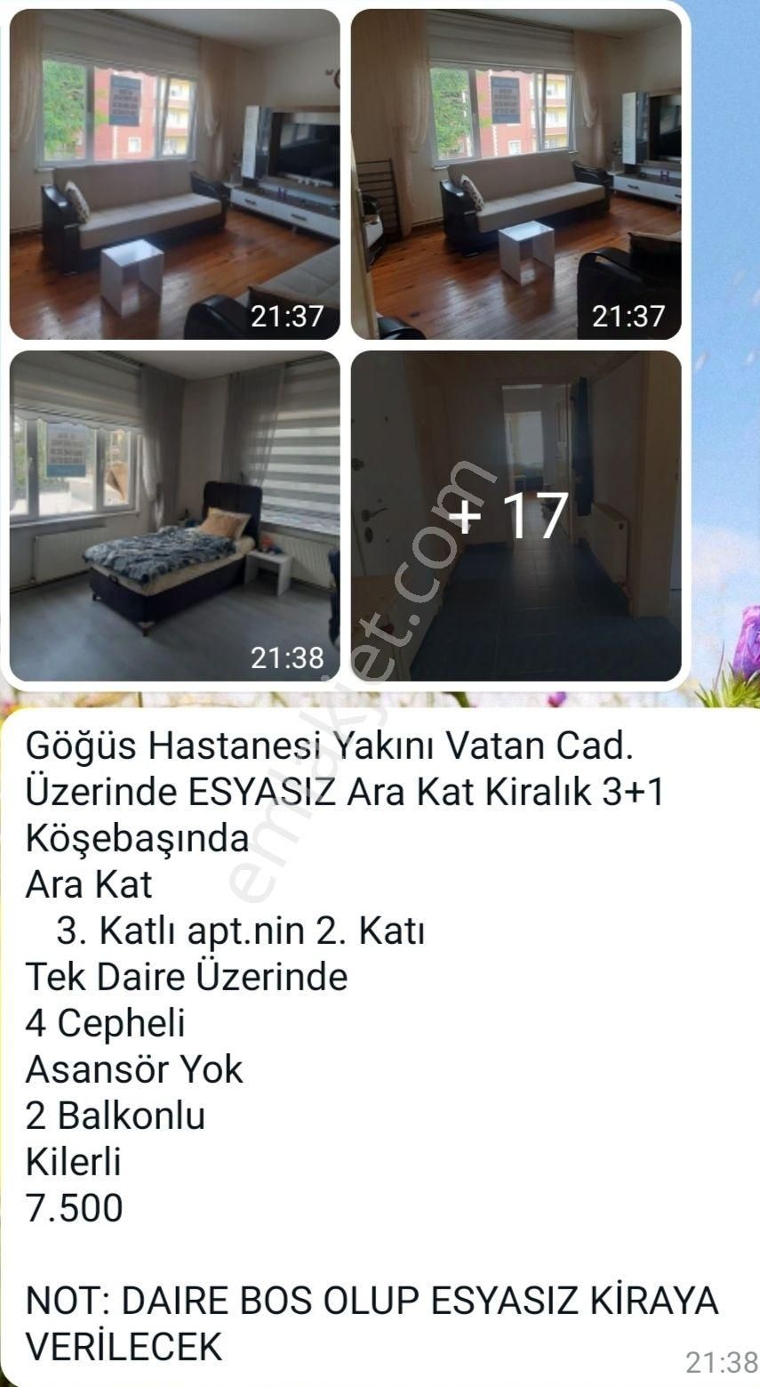 Çorum Merkez Gülabibey Kiralık Daire Esnaf Emlak'tan/Göğüs Hastanesi Civarı/3+1 KİRALIK Daire