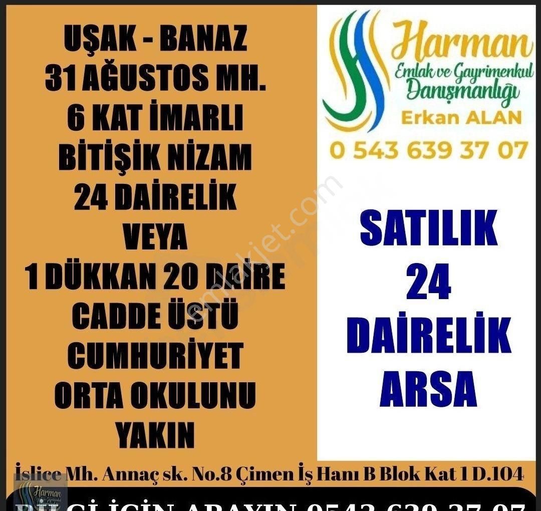 Banaz 31 Ağustos Satılık Konut İmarlı BANAZ MERKEZ'DE 24 DAİRELİK KELEPİR ARSA