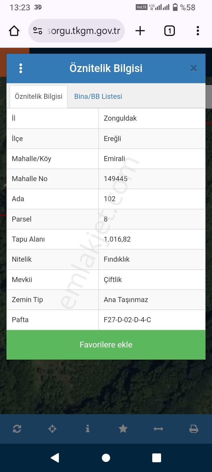 Ereğli Emirali Köyü (Çiftlik) Satılık Tarla KDZ EREĞLİ UMUT EMLAK TAN EMİRALİ KÖYÜNDE SATILIK FINDIKLIK 