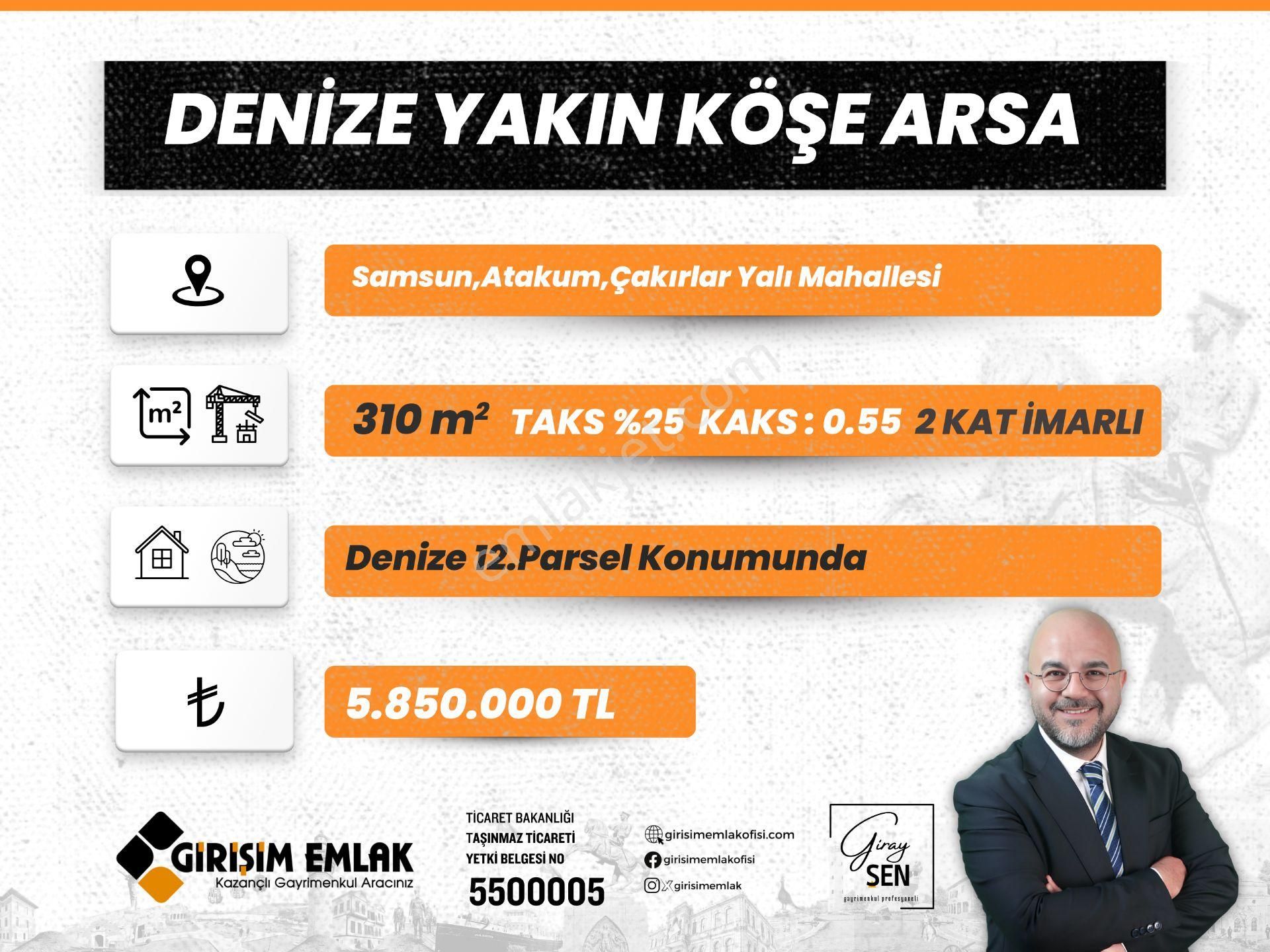 Atakum Çakırlar Yalı Satılık Konut İmarlı  DENİZE YAKIN KÖŞE BAŞI YAZLIK VİLLA ARSASI