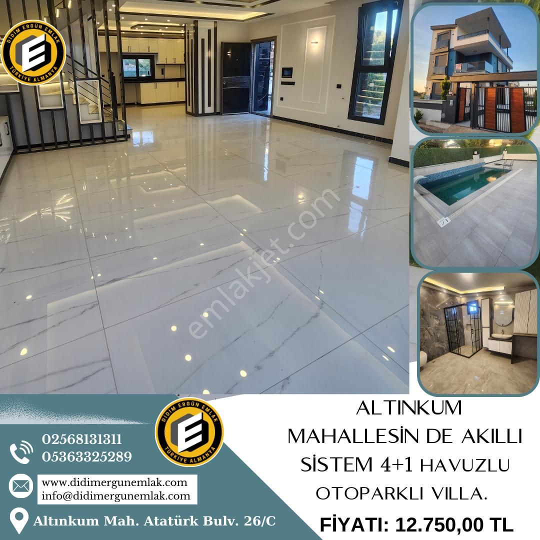 Didim Altınkum Satılık Villa  ALTINKUM MAHALLESİN DE AKILLI SİSTEM 4+1 MÜSTAKİL Havuzlu Otoparklı SATILIK LÜKS VİLLA