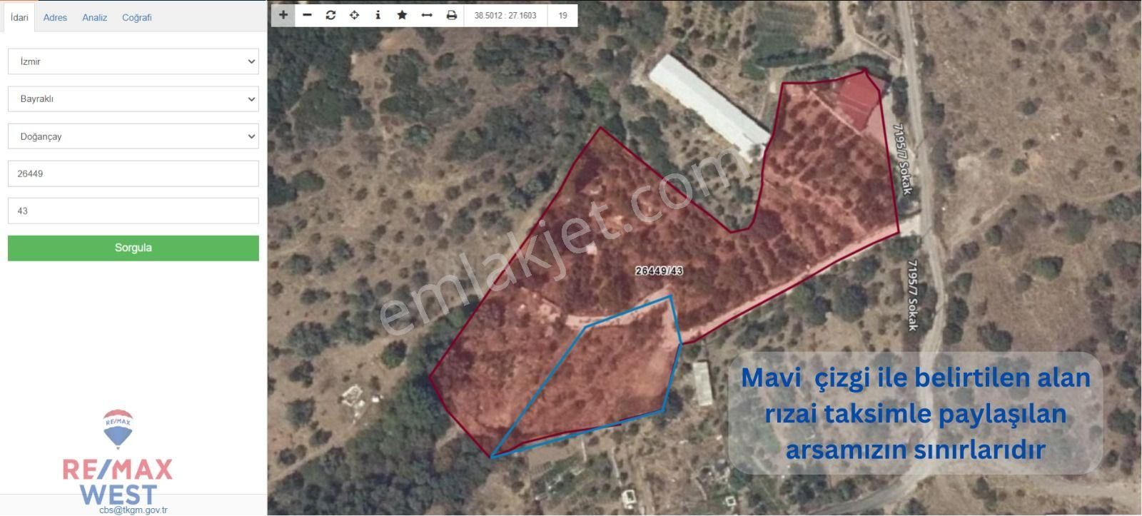 Bayraklı Doğançay Satılık Tarla  DOĞANÇAY'DA SATILIK 1435M2 TARLA