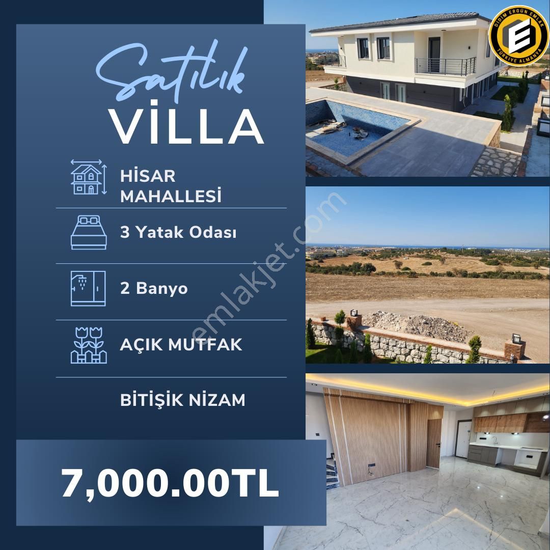 Didim Hisar Satılık Villa  HİSAR MAHALLESİNDE DENİZ VE DOĞA MANZARALI 3+1 BİTİŞİK NİZAM SATILIK VİLLALAR (EK :1205)