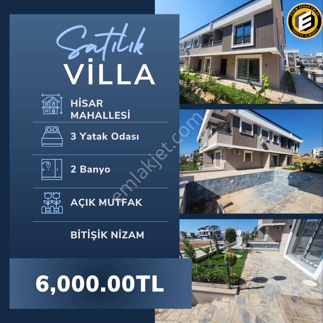 Didim Hisar Satılık Villa  DİDİM TAŞ EVLER MEVKİİN DE HAVUZLU SİTE İÇİN DE BİTİŞİK NİZAM LÜKS SATILIK VİLLA ( EK : 1206 )