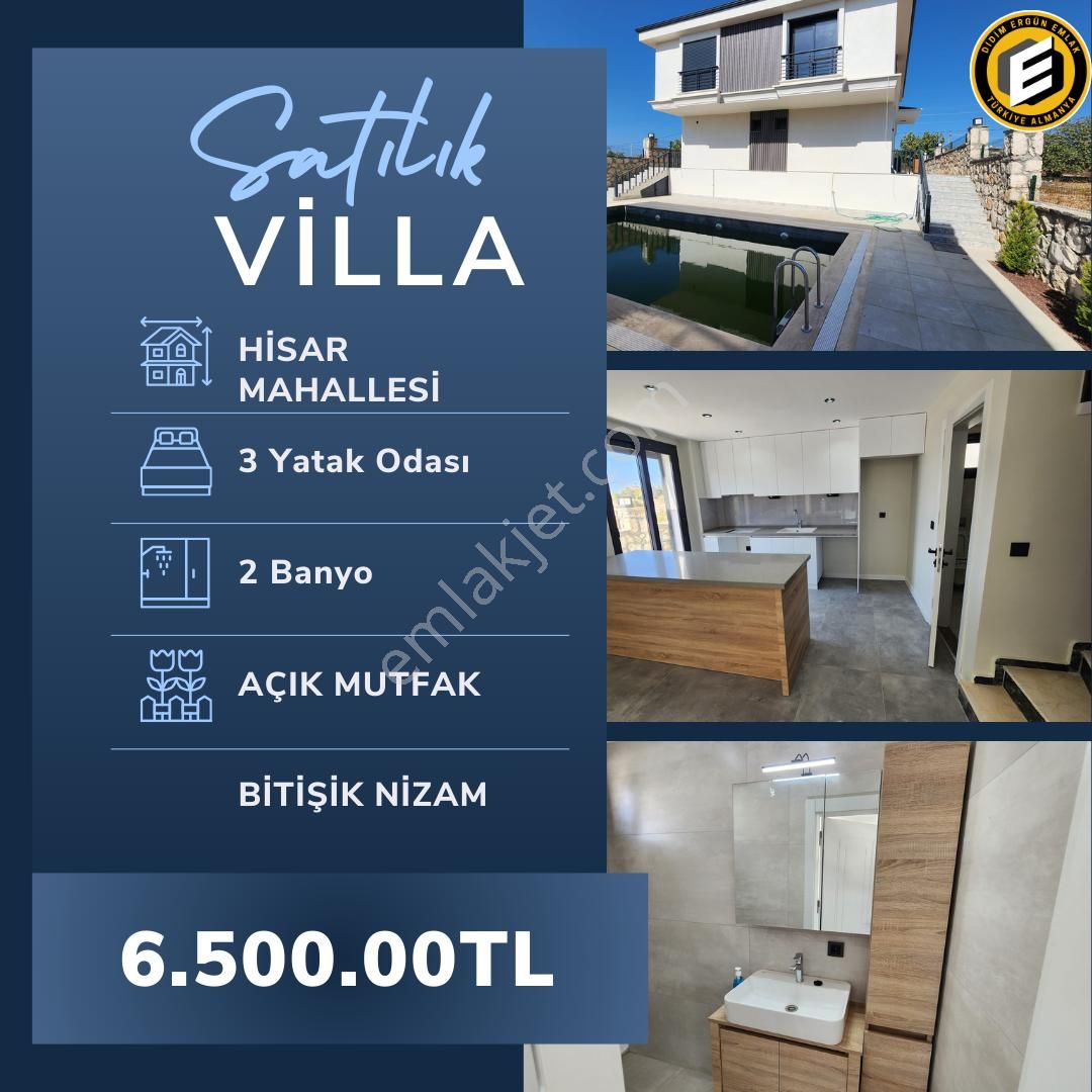 Didim Hisar Satılık Villa  Hisar Mahallesinde Bitişik Nizam 3+1 Açık Mutfak Havuzlu Otoparklı Bahçeli Villa