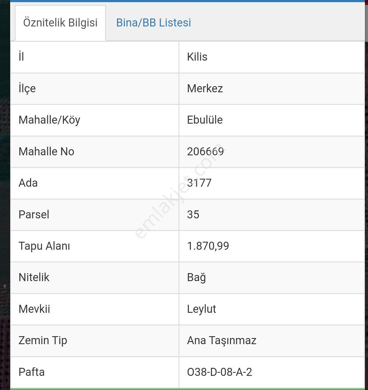 Kilis Merkez Ebulüle Satılık Bağ & Bahçe  TAKAS GAYRİMENKUL 'DEN KİLİS - EBULULE MAHALLESİNDE- SATILIK ARAZİ