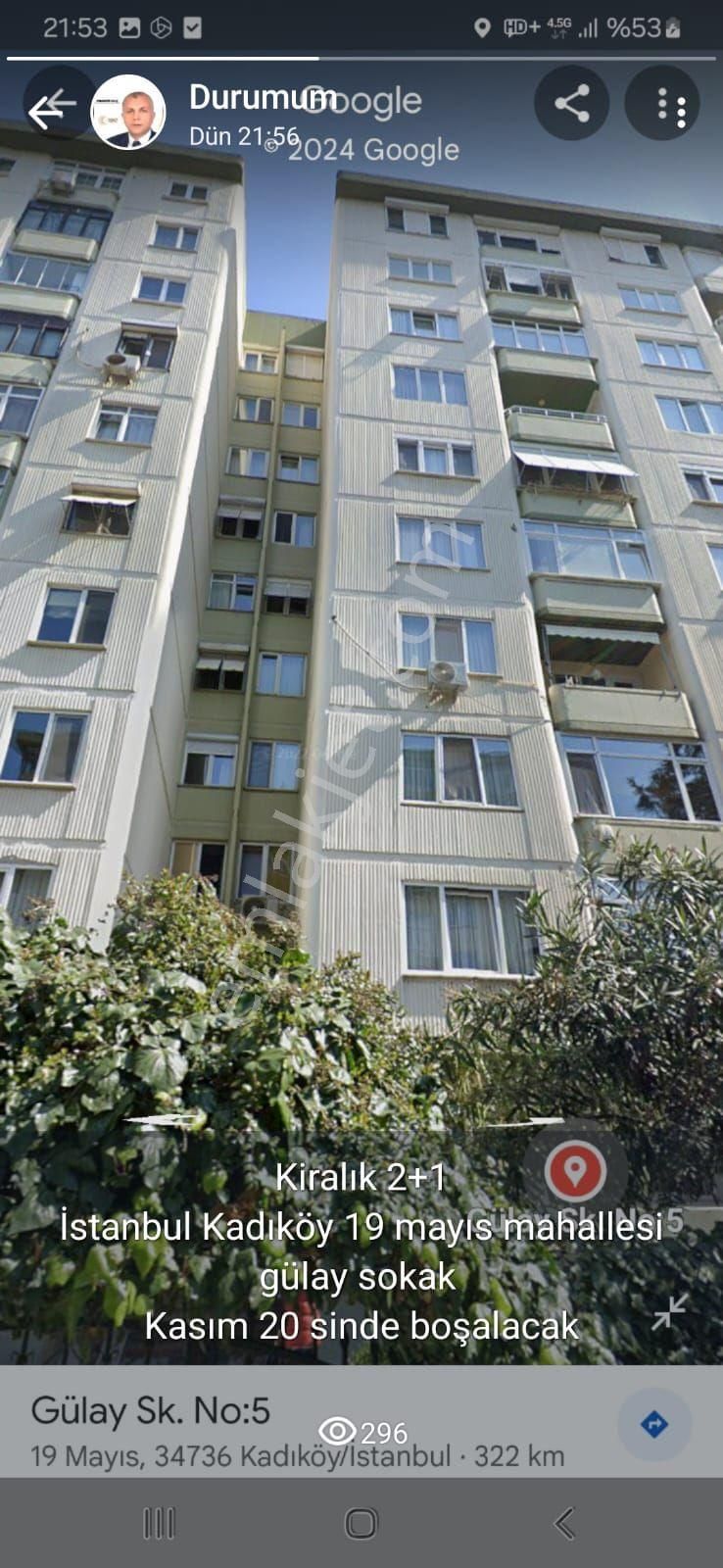 Kadıköy 19 Mayıs Kiralık Daire GULAY SOKAKTA 20 KASIMDA BOŞALTILACAK DAİREMİZ 