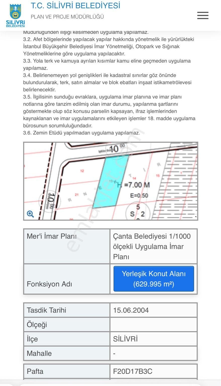 Silivri Çanta Sancaktepe Satılık Villa İmarlı Sancaktepe mevkii satılık 630m arsa