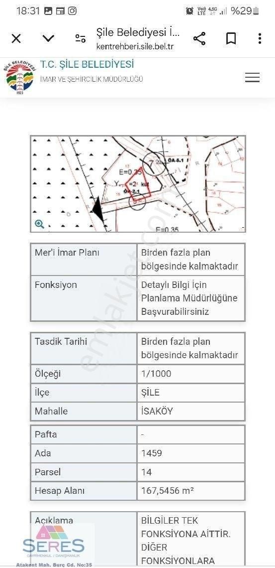 Şile İsaköy Satılık Konut İmarlı Colega'dan şile isaköyde 168 metrekare imarlı bölgede arsa