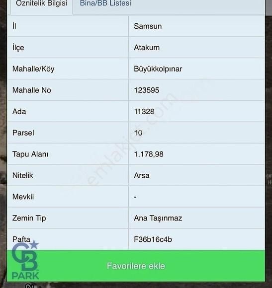 Atakum Büyükkolpınar Satılık Konut İmarlı 18 TANE 2+1 VE 1 DÜKKAN, PROJESI HAZIR, 1178 M2 TEK TAPU