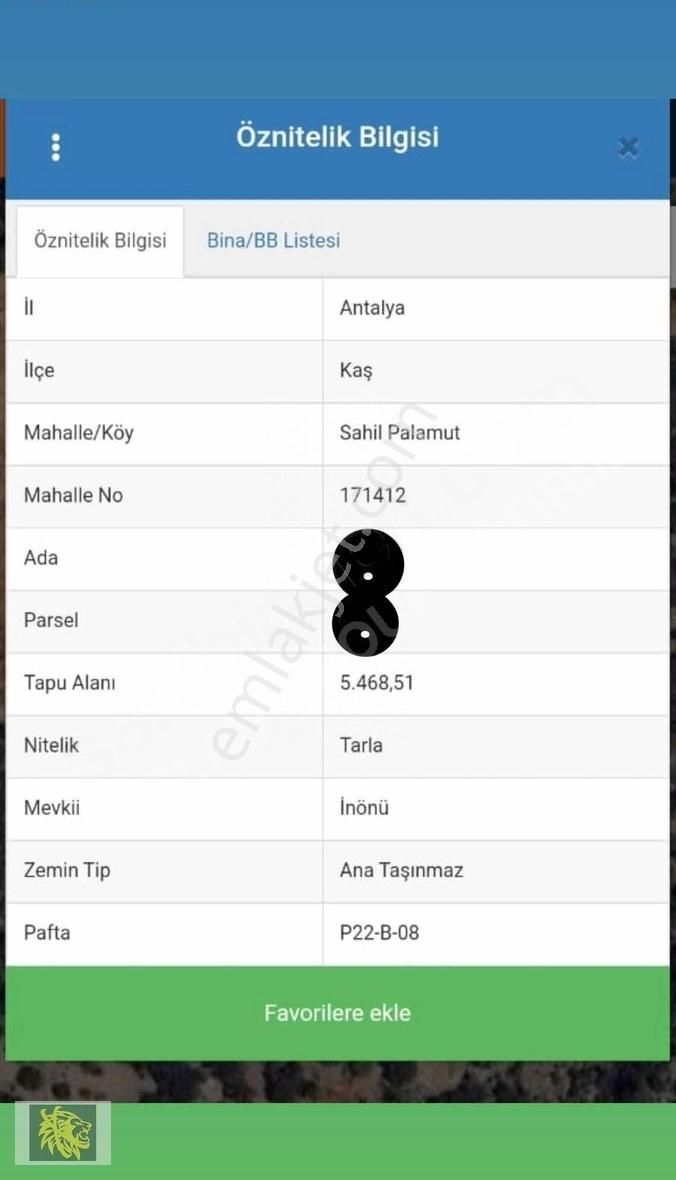 Kaş Palamut Satılık Bağ & Bahçe ANTALYA KAŞ DA SATILIK TARLA