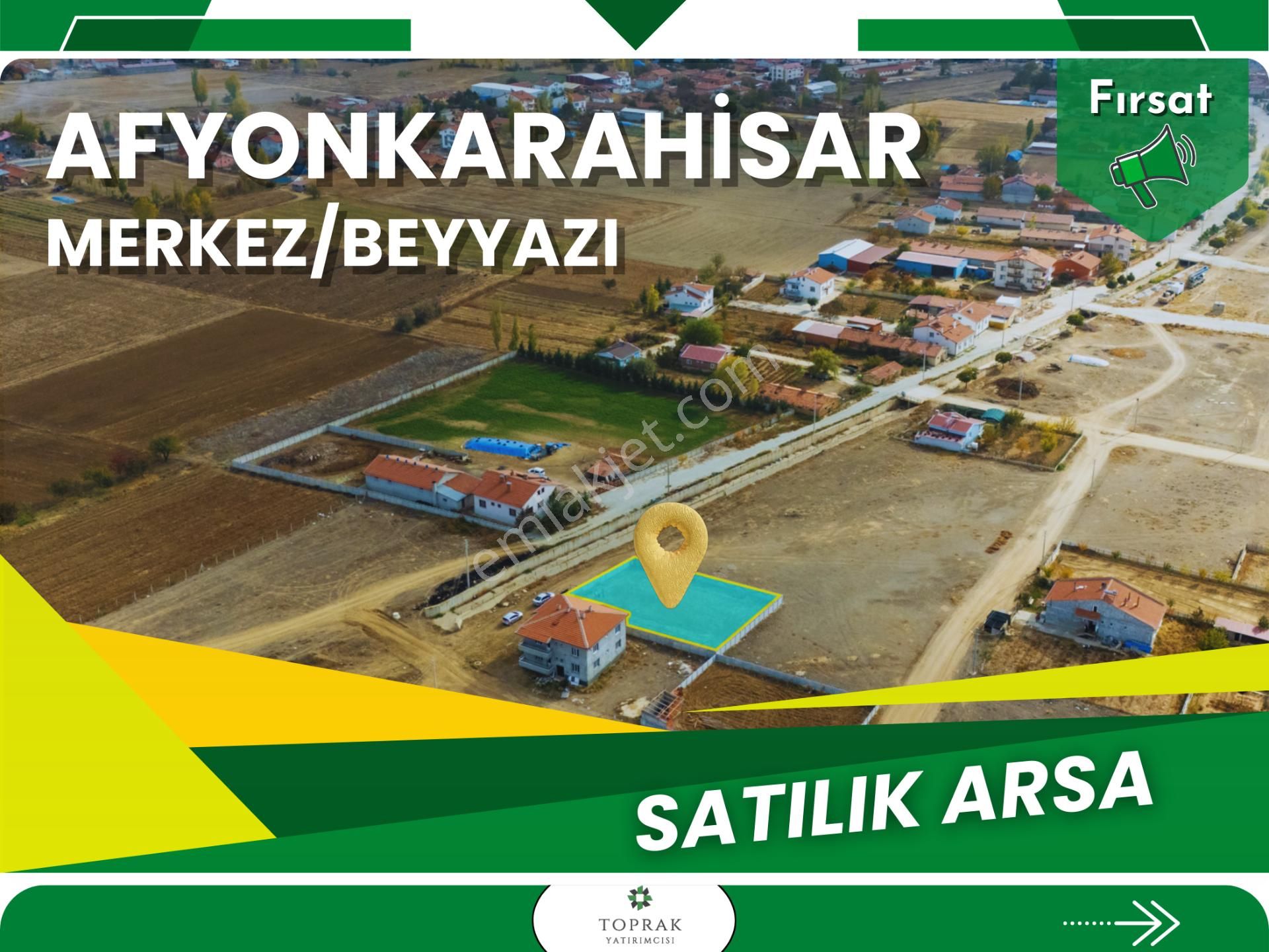 Afyonkarahisar Merkez Beyyazı Bld. (Cumhuriyet) Satılık Konut İmarlı  Toprak Yatırımcısı'ndan Etrafı Çevrili Kullanıma Hazır 687m² Arsa