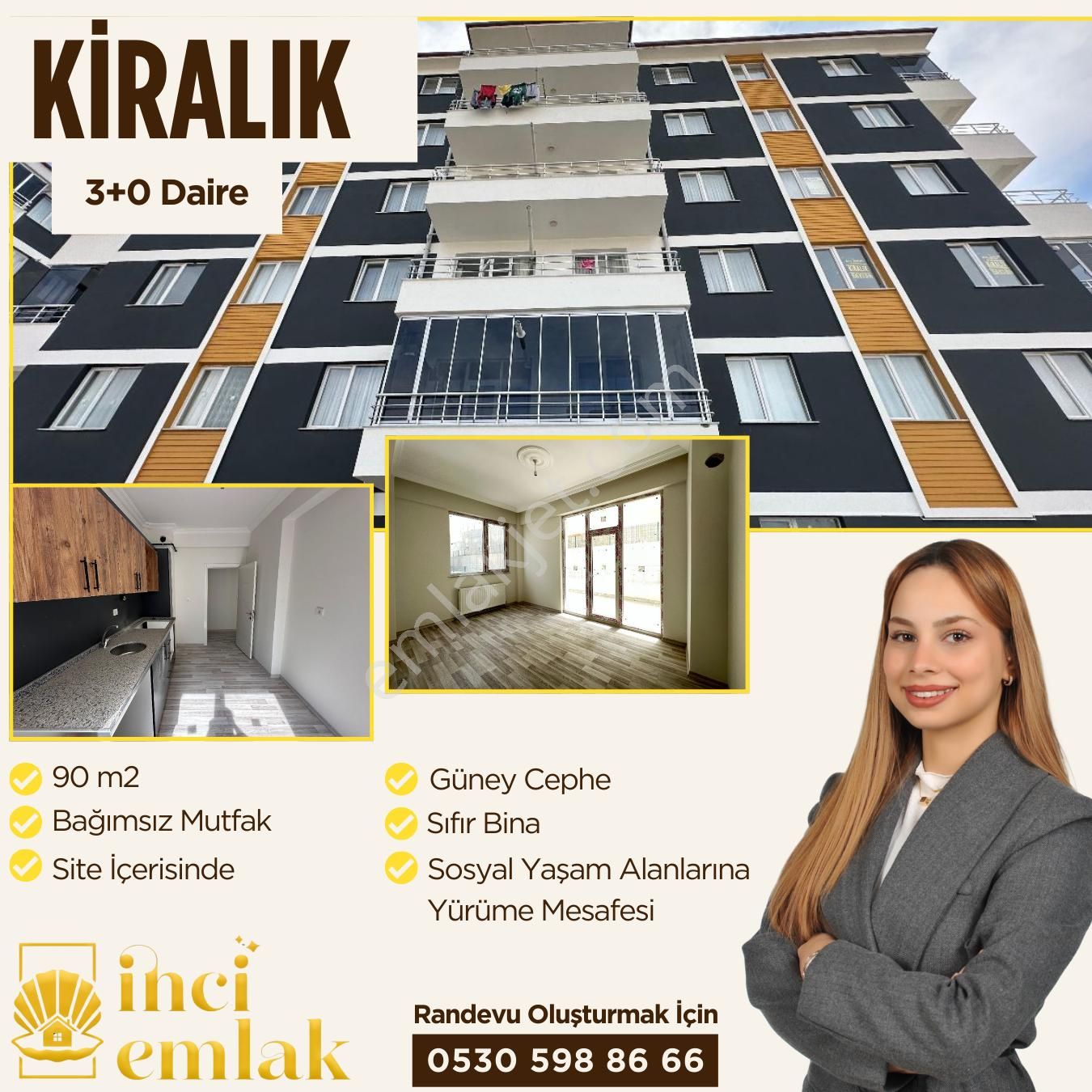 Yozgat Merkez Bahçeşehir Kiralık Daire  İNCİ EMLAK'tan 3+0 KİRALIK DAİRE