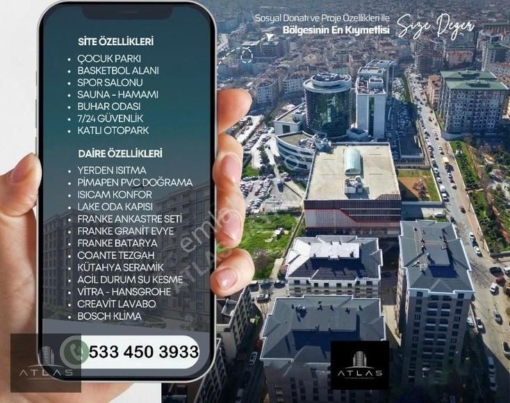 Bahçelievler Kocasinan Merkez Satılık Daire Atlas'tan, Sosyal Tesisli Sitede, 2+1, 145m2, 6.Kat, E.Banyolu