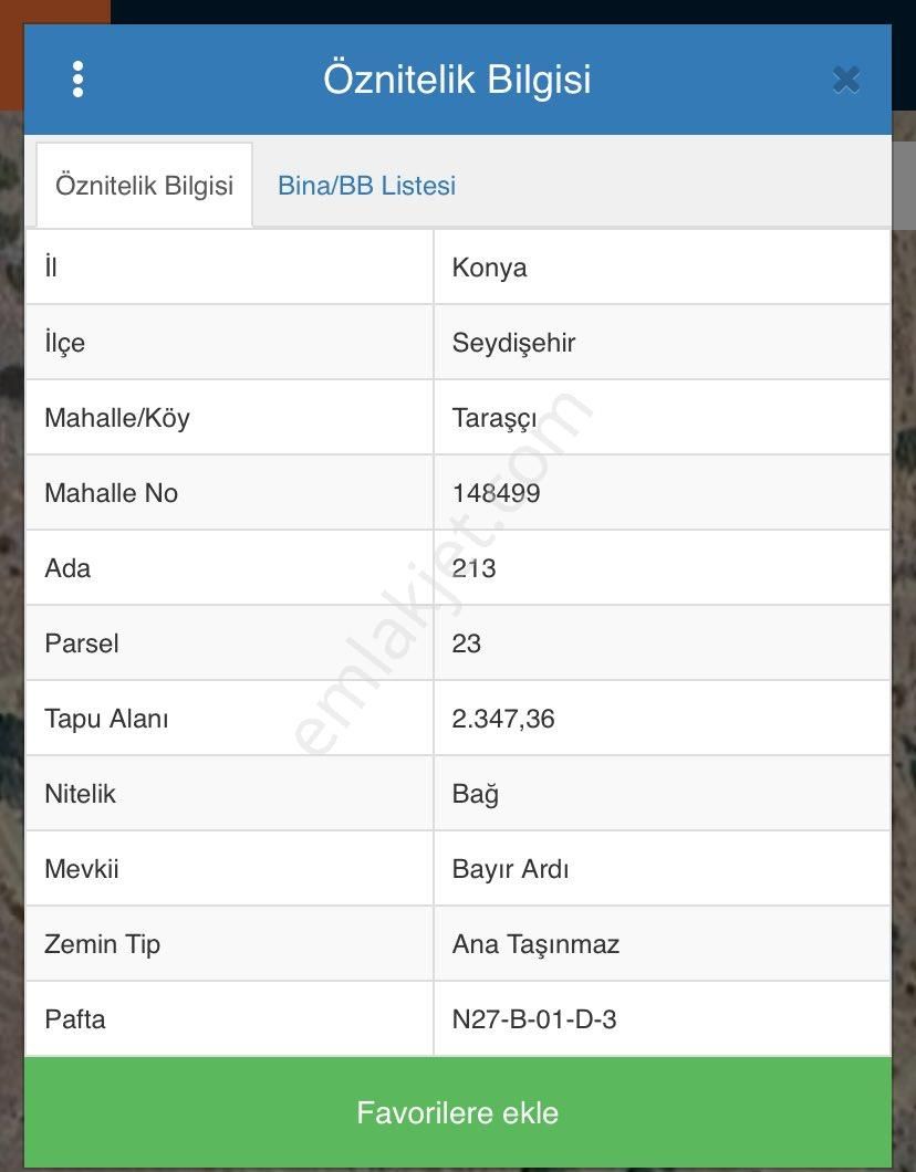 Seydişehir Taraşcı Satılık Bağ & Bahçe Tuncay dan Taraşçı Mh satılık Bağ